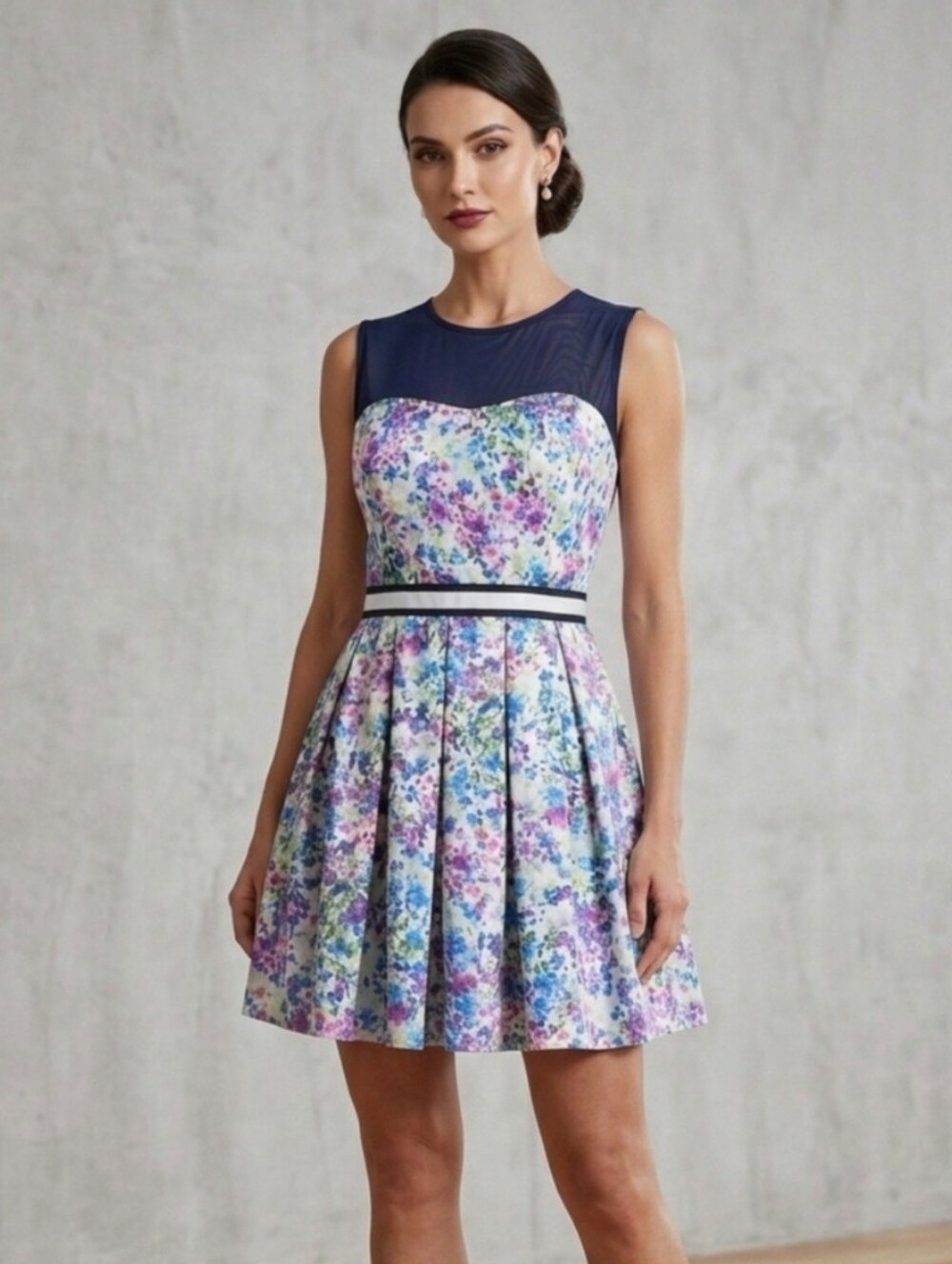 Guess Frannie Floral Sweetheart Fit & Flare Mini Dress XS